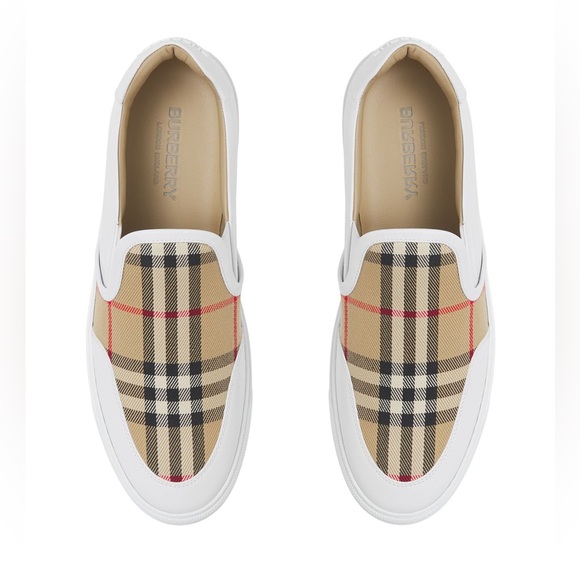 Burberry Shoes - NEW Burberry Vintage Check Canvas-Leather Slip-On Sneaker UK 8 EU 41 Retail $540